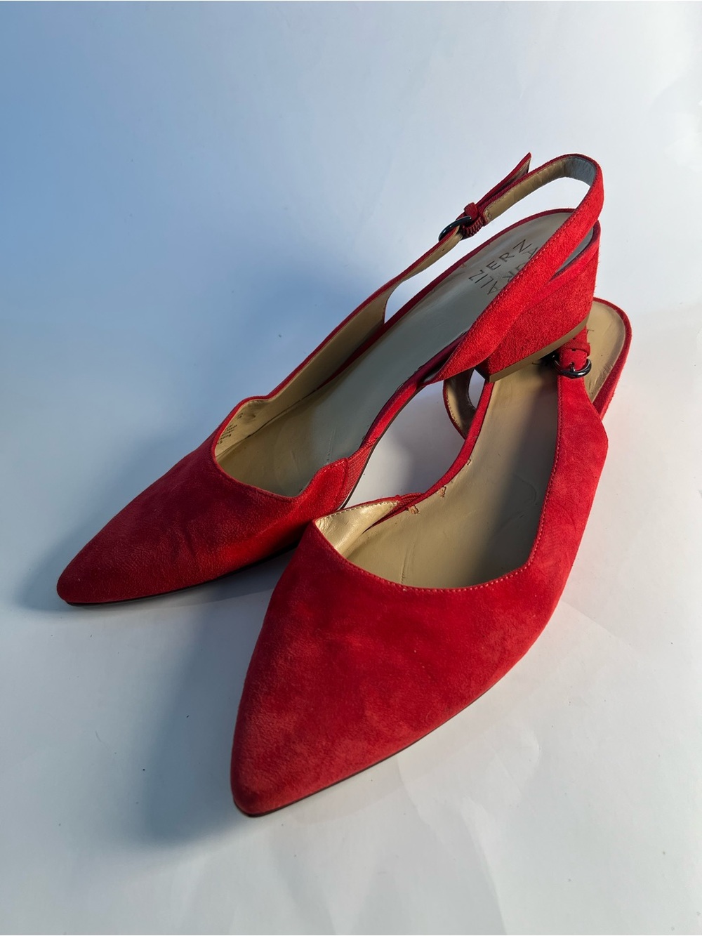 Naturalizer Red Suede Pointed Slingback Mules Size 11